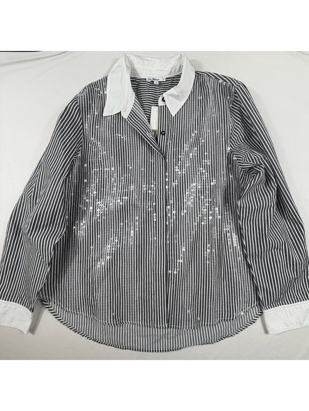 Sam Edelman Women's Astrid High Tide Striped Sequin Button-Up Shirt